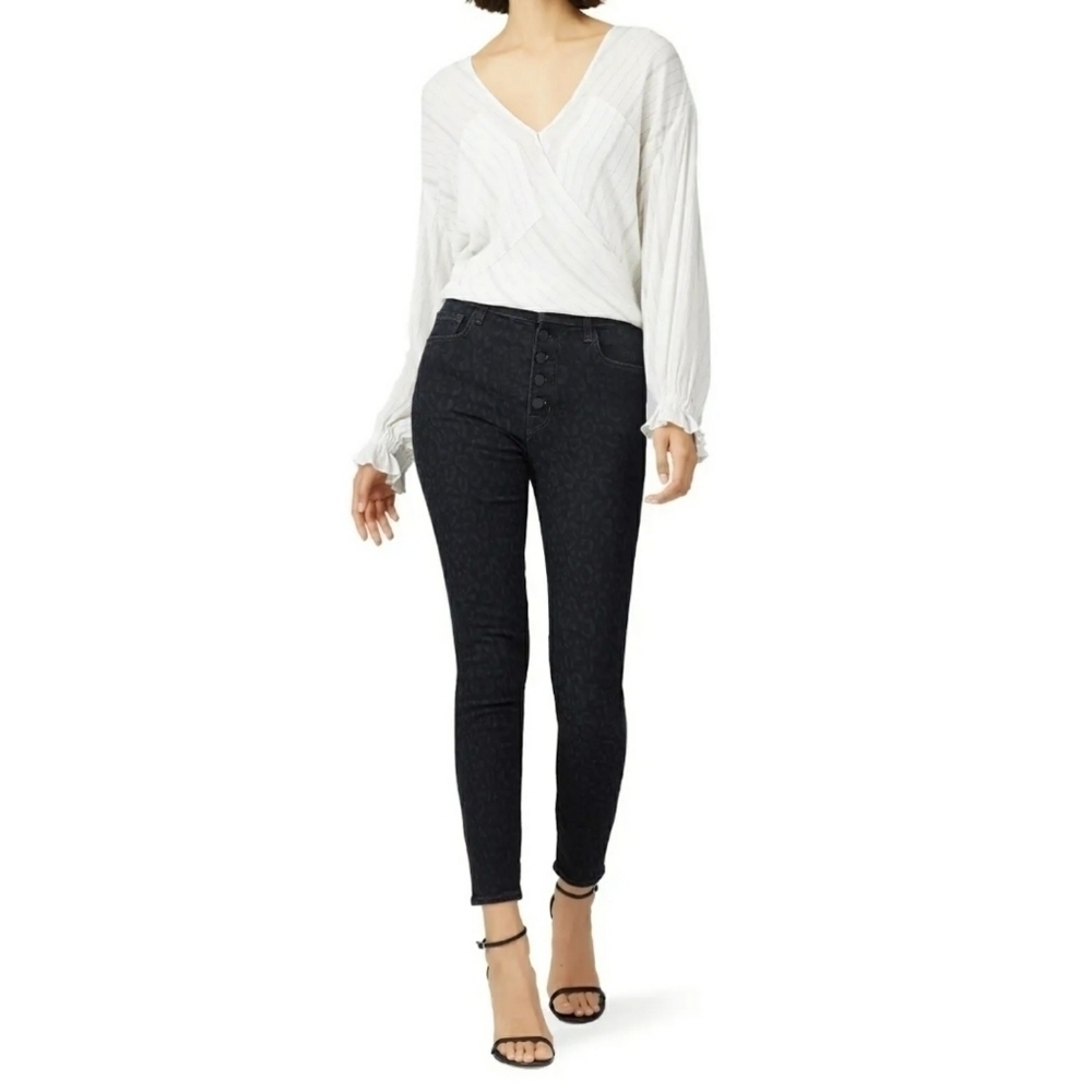 J Brand Lillie Black Leopard Print High Rise Crop… - image 2